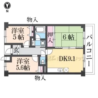 ジュネス東生駒【2階】の間取り