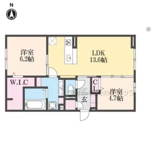 ポルトボヌール【103号室】の間取り