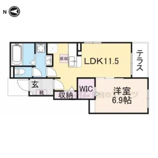 サニーフラット黒岡B棟【1階】の間取り