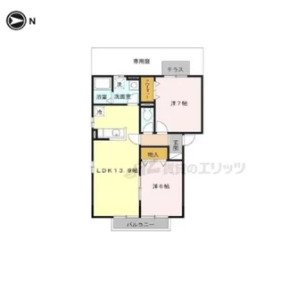 アンシャンテ葛城 B棟【B101号室】の間取り