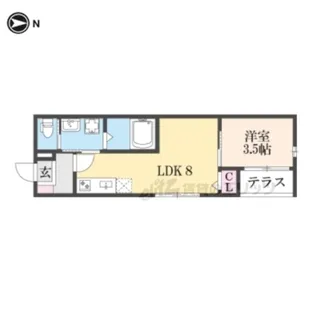 PREMIUM COURT 山科椥辻【1階】の間取り