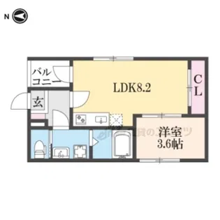 PREMIUM COURT 山科椥辻【302号室】の間取り