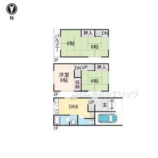 奈良県大和郡山市西田中町【テラスハウス】の間取り