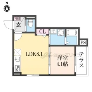 RIVER TERRACE京都十条【102号室】の間取り