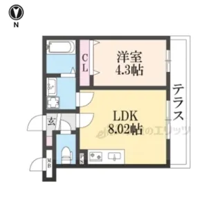 KTIレジデンス上桂【1階】の間取り