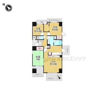 ローレルスクエア木津川台第1期1番館【602号室】の間取り