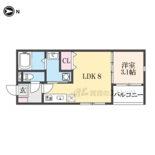 KRAM椥辻【201号室】の間取り
