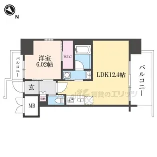 1LDKの間取り画像