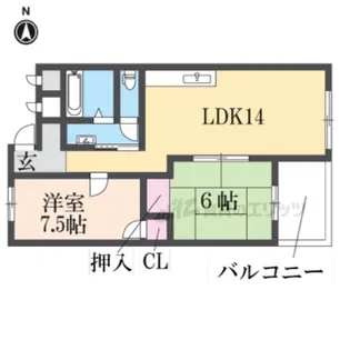 当麻寺ハイツ【5階】の間取り