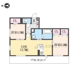 ラ・ヴィラ・パール・デュー【207号室】の間取り