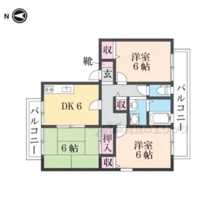 グリーンパーク楠葉A棟【2階】の間取り
