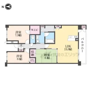 パデシオン山科夢ヶ丘【613号室】の間取り