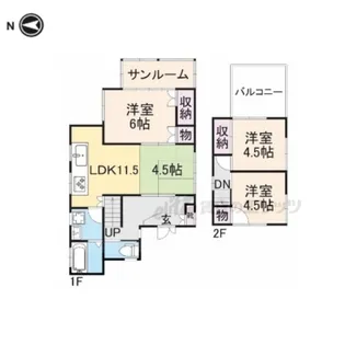 奈良県生駒市北新町【一戸建】の間取り