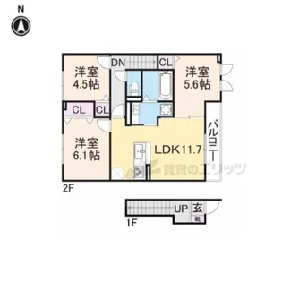 リビエール信貴【201号室】の間取り