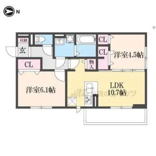 2LDKの間取り画像
