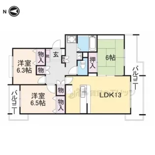 東香里野村マンション【2階】の間取り