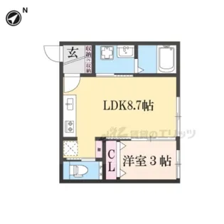 KOS UWAI【105号室】の間取り