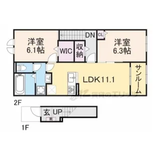 プレミール鶴賀【205号室】の間取り