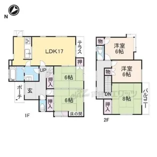 奈良県生駒市白庭台1丁目【一戸建】の間取り