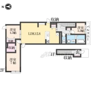 Belle Lead北野御前【201号室】の間取り
