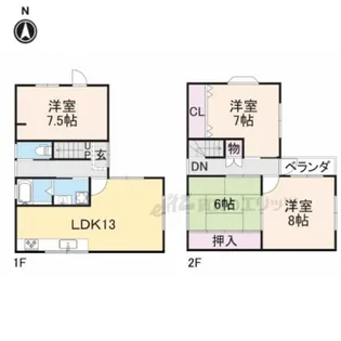 奈良県奈良市大安寺5丁目【一戸建】の間取り