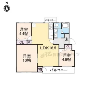 長岡天神ハイツ4号棟【404号室】の間取り