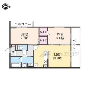 ヴァンソレイユ二条(仮称 D-ROOM京都市中京区西ノ京)【2階】の間取り