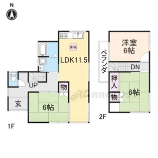 奈良県生駒市俵口町【一戸建】の間取り