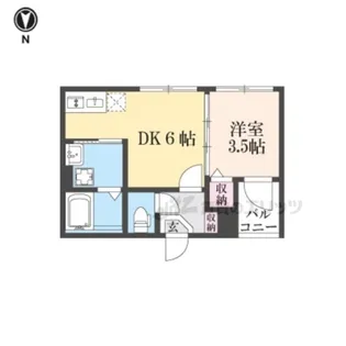 ハーモニーテラス御陵三蔵町【202号室】の間取り