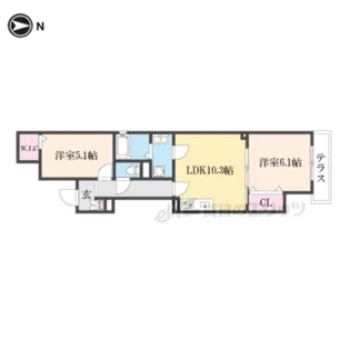 クリエオーレ天理【1階】の間取り