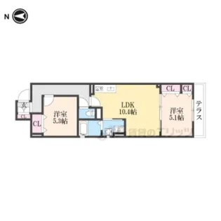 クリエオーレ天理【2階】の間取り