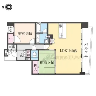 ネバーランド生駒駅前【6階】の間取り