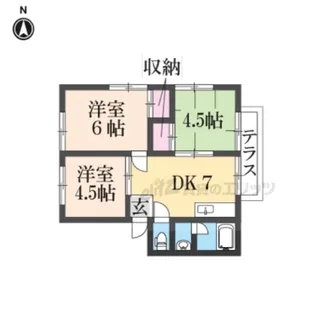 リバーサイド三輪【101号室】の間取り