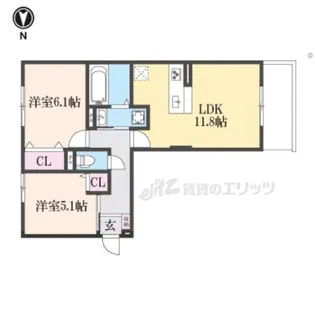 2LDKの間取り画像