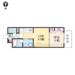 アリビオ東寺【1階】の間取り