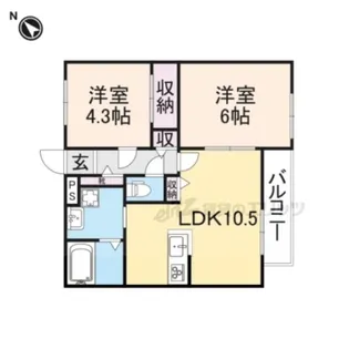 グランコート塚口【2階】の間取り