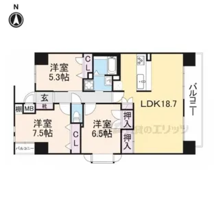 アルモード京都西院【2階】の間取り