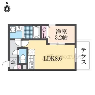 「ジーメゾン山科ノース」【1階】の間取り