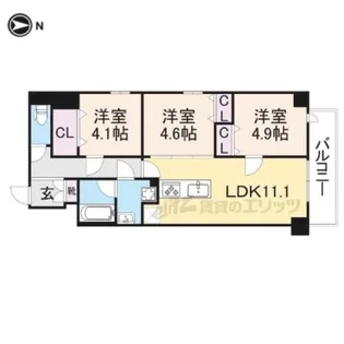 プレサンスNEO新深江リュミエル【7階】の間取り