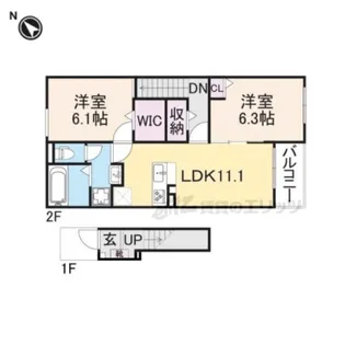 ハーモニー福知山D棟【2階】の間取り