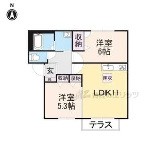 オレンジアイビー・柏原B【102号室】の間取り