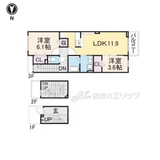 ディアコート口酒井弐番館【3階】の間取り