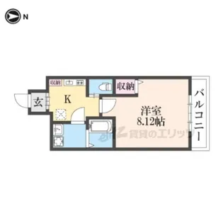 GLADVIS二条式部【101号室】の間取り