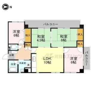 パープルツィン園田【4階】の間取り