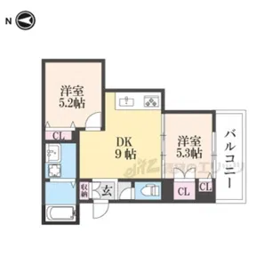 Alivio東大阪West【303号室】の間取り