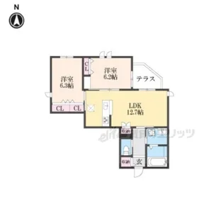 宇治離宮【102号室】の間取り