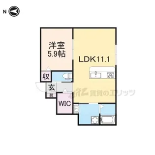 ウィズ大中?【102号室】の間取り