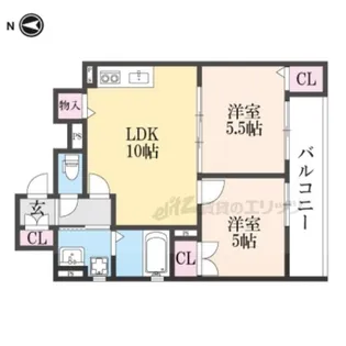 クリエオーレ雁屋西町【2階】の間取り