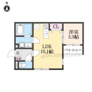 プランドール椥辻【202号室】の間取り