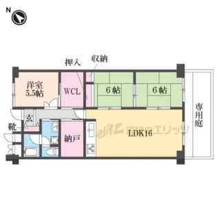 ローレルハイツあやめ池【1階】の間取り